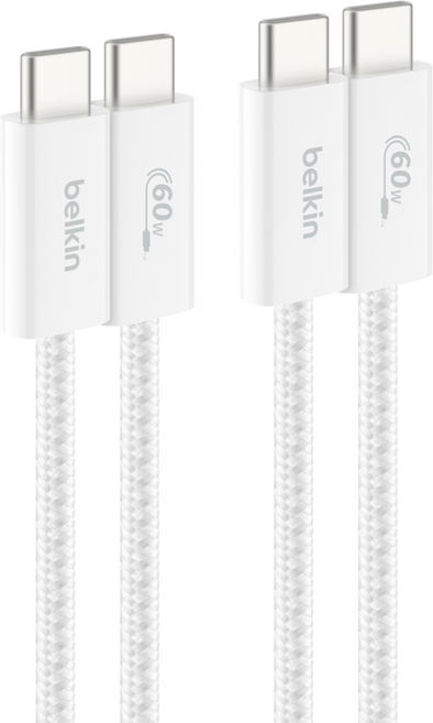 벨킨 C타입-C타입 USB 부스트차지 브레이디드 60W 고속 충전 케이블 CAB018, 화이트(CAB018qc05WH2PK), 1개, 1.5m