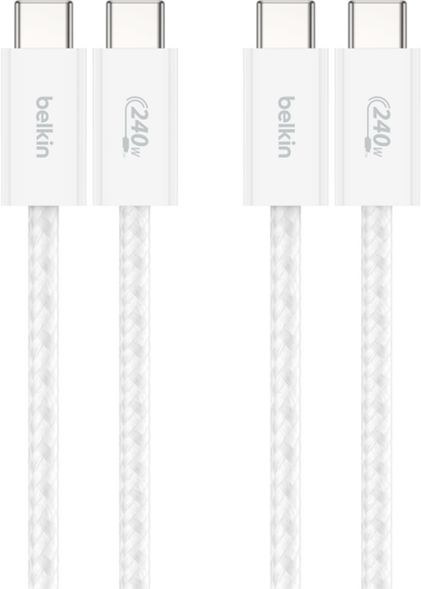 벨킨 C타입-C타입 USB 부스트차지 브레이디드 240W 고속 충전 케이블 CAB019, 화이트(CAB019qc05WH2PK), 1개, 1.5m