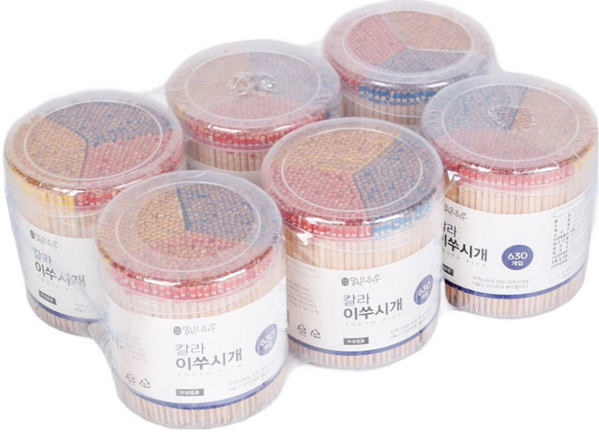 지앤디맑은하루 원통 칼라 이쑤시개, 6개