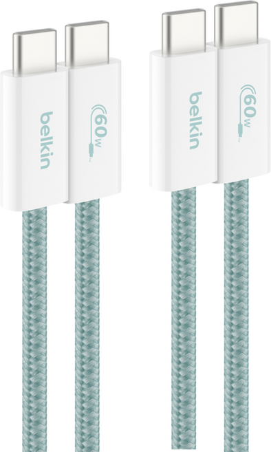 벨킨 C타입-C타입 USB 부스트차지 브레이디드 60W 고속 충전 케이블 CAB018, 그린(CAB018qc05GR2PK), 1개, 1.5m