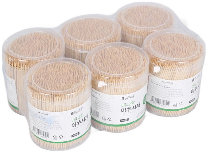 지앤디맑은하루 원통 대나무 이쑤시개, 1100개입, 6개