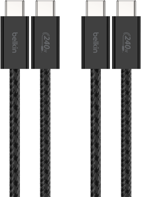 벨킨 C타입-C타입 USB 부스트차지 브레이디드 240W 고속 충전 케이블 CAB019, 블랙(CAB019qc05BK2PK), 1개, 1.5m