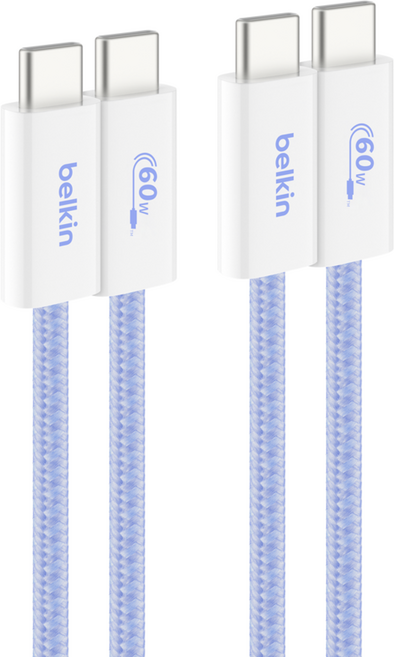 벨킨 C타입-C타입 USB 부스트차지 브레이디드 60W 고속 충전 케이블 CAB018, 블루(CAB018qc05BL2PK), 1개, 1.5m