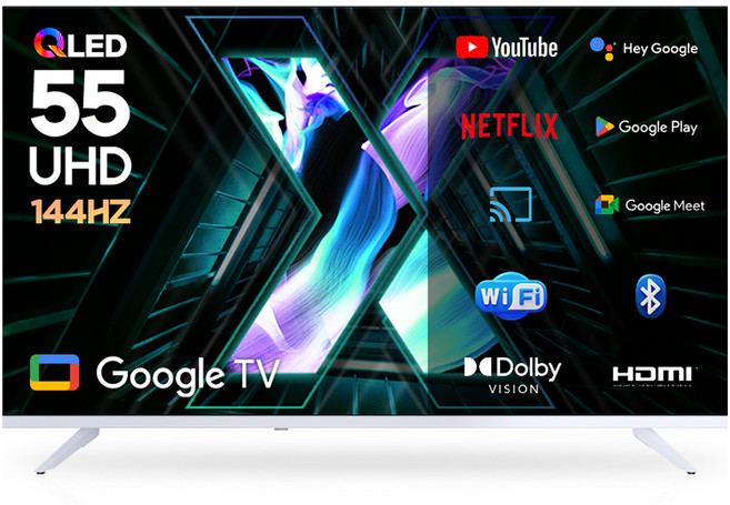 이노스 4K UHD QLED X55 PRO 퀸텀 스마트 AI 구글 3.0 화이트에디션 TV, 139.7cm(55인치), X55QLED PRO, 스탠드형, 고객직접설치
