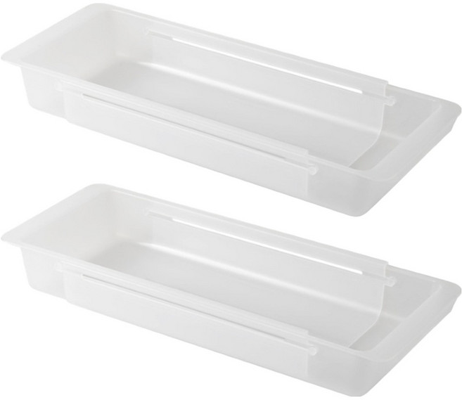 공간활용 스마트 서랍정리 2단 길이조절 수납함, 반투명, 2개