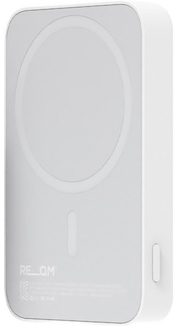 리큐엠 양면 듀얼 부착 고속 무선충전 맥세이프 보조배터리 5000mAh, 화이트, QMP5