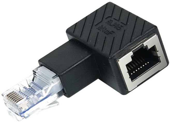 컴스 RJ45 연장 8P8C Male to Female 90도 꺾임 커플러, TB754, 1개
