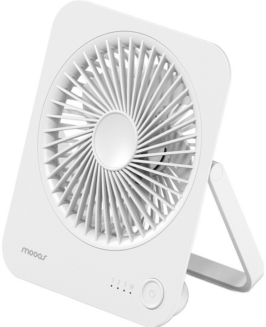 무아스 플랫스퀘어 탁상용 무선 선풍기, MF-D3, 화이트