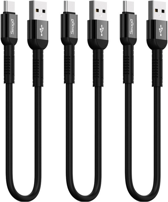 서가 메탈 고강도 고속충전 케이블 C타입, 30cm, 블랙, 3개