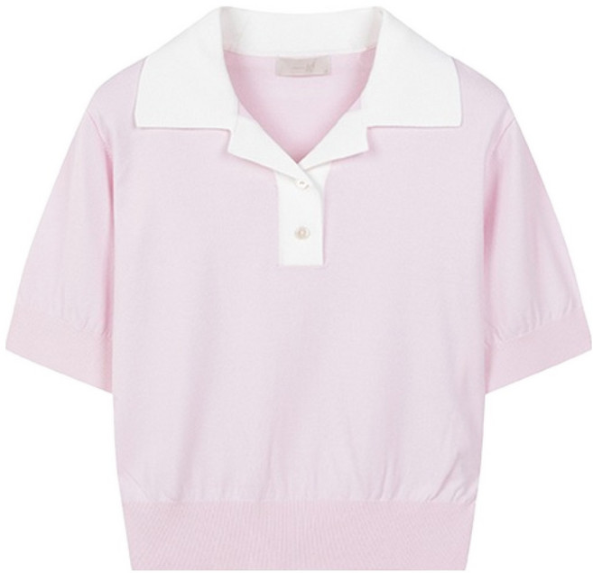 프로젝트엠 여성용 배색카라 반팔 스웨터