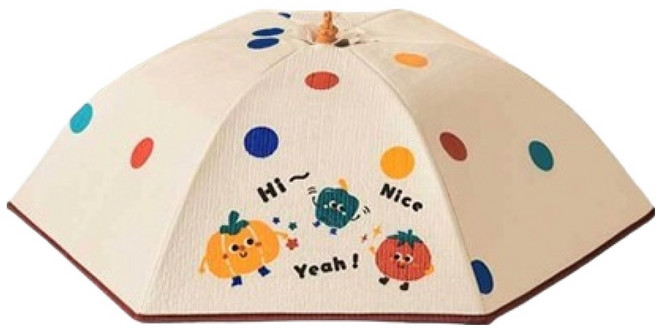 마켓감성 주방 밥상덮개 커버 원형 중형 도트, 1개