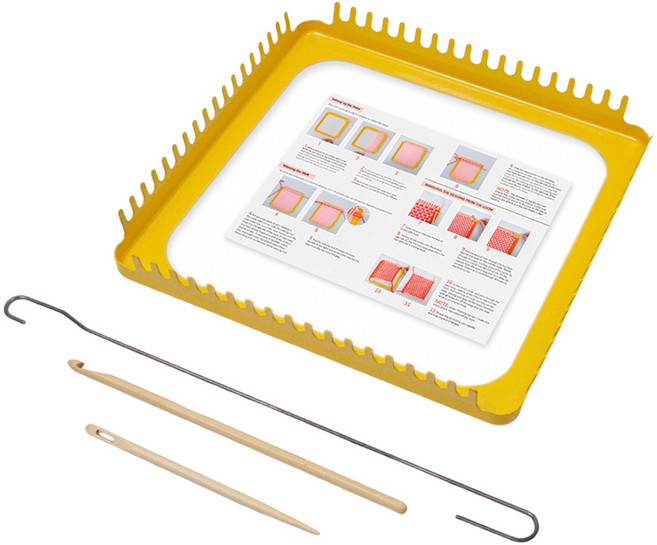 코히모 양말목 공예 직조틀 + 코바늘 + 바늘 세트 5W0016, 옐로우, 1세트