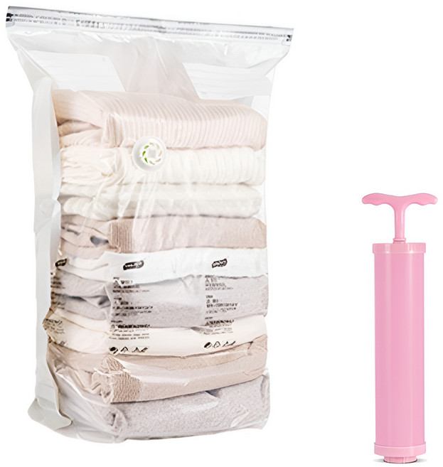 로이홈 프리미엄 투명 의류 이불 진공 압축팩 + 전용펌프 세트, 1세트