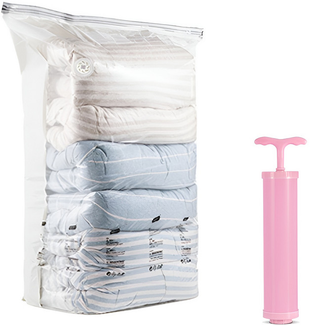 로이홈 프리미엄 투명 의류 이불 진공 압축팩 + 전용펌프 세트, 1세트