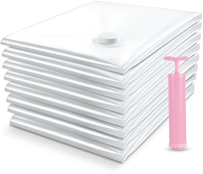 로이홈 프리미엄 투명 의류 이불 진공 압축팩 10p + 전용펌프 세트, 1세트