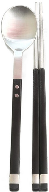 보겐 국내생산 스퀘어 솔렌 커트러리 한식 수저 1인세트, 블랙, 1세트, 숟가락 +  젓가락