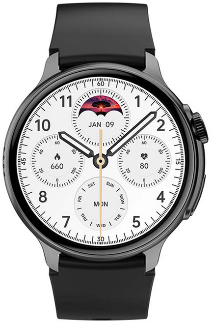 젤센 아몰레드 AI 인공지능 웨어러블 밴드 AOD 울트라 스마트 워치, 블랙, 3.632cm, GPS + 블루투스