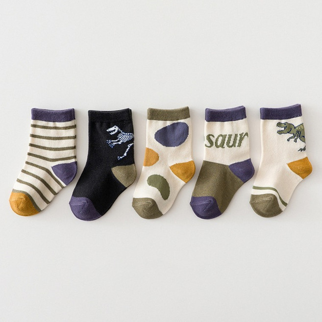 베베니즈 아동용 공룡포인트 양말 5종 세트