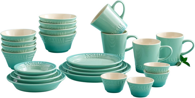 코렐코디네이츠 브리즈스톤 식기세트 24p, Green, 1세트, 공기 4p + 대접 4p + 종지 4p + 찬기 소형 2p + 찬기 중형 + 찬기 대형 + 접시 소형 2p + 접시 중형 + 접시 대형 + 머그 4p
