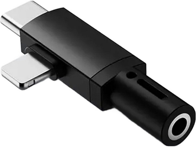 호후 라이트닝 / C타입 3.5mm 오디오 AUX 변환 젠더 더블오젠, 블랙, 1개, 40mm