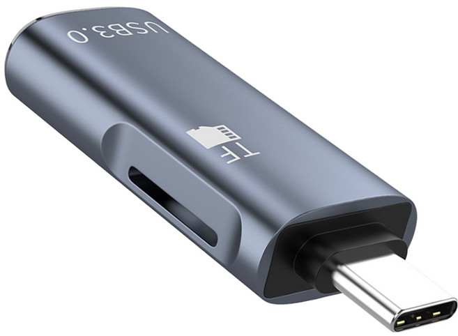 호후 USB3.0 A타입-C타입 TF메모리카드 TF카리 변환젠더, 그레이, 1개, 40mm