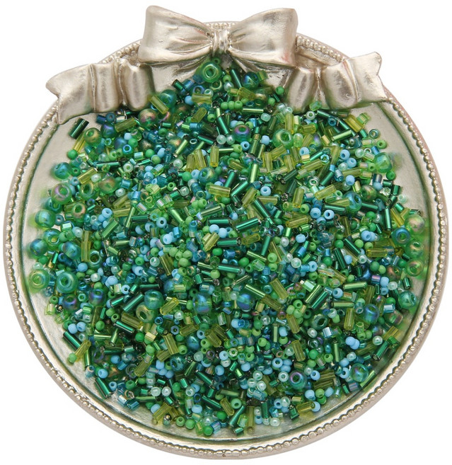모하코 스팽글 혼합 비즈 세트, 그린, 1세트