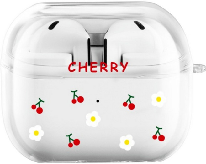 페피스 체리 버즈 케이스, 투명, 1개, 버즈3 / 버즈3프로
