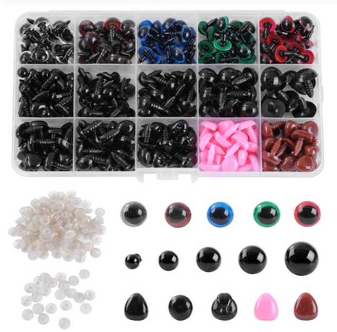 마켓플랜 컬러풀 나사 인형눈 인형코 560p 세트, 혼합색상, 1개