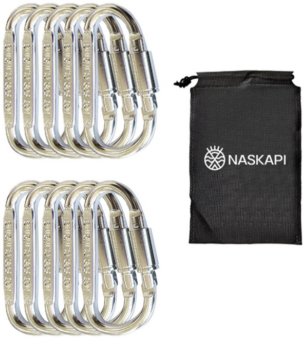 나스카피 알루미늄 카라비너, 실버, 10개