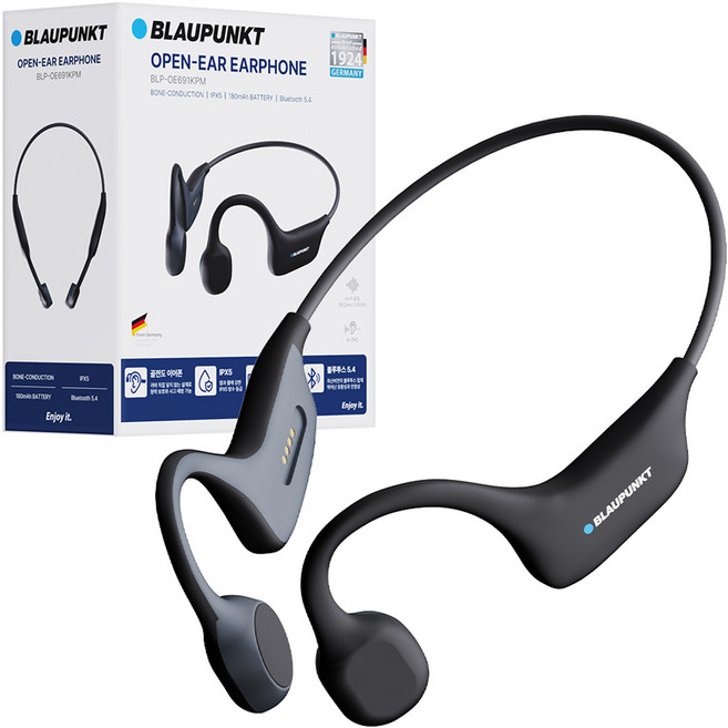 블라우풍트 Ai ENC 블루투스 IPX5방수 골전도 이어폰 BLP-OE691KPM 블랙 8시간
