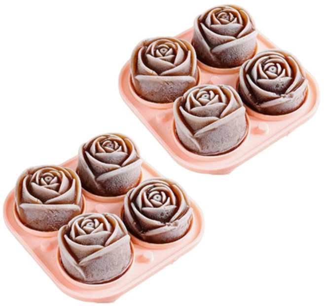 앞날창창 로즈 실리콘 아이스큐브, 핑크, 2개