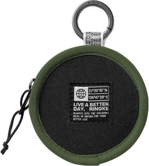 링케 탬버린 백 미니 다용도 파우치, 올리브 그린, 1개