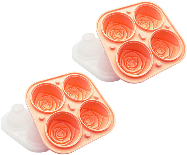 앞날창창 로즈 실리콘 아이스큐브, 오렌지, 2개