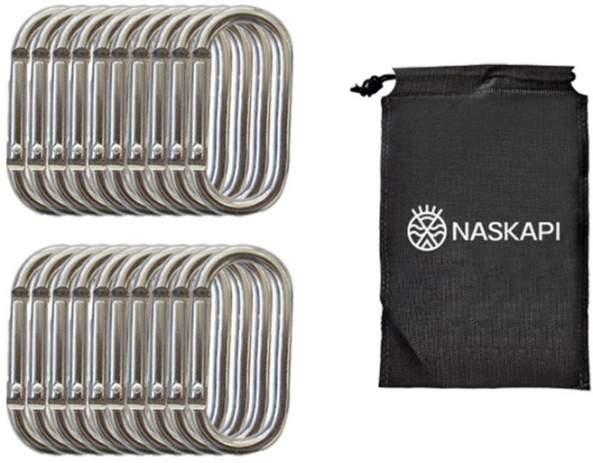 나스카피 알루미늄 카라비너, 실버, 20개