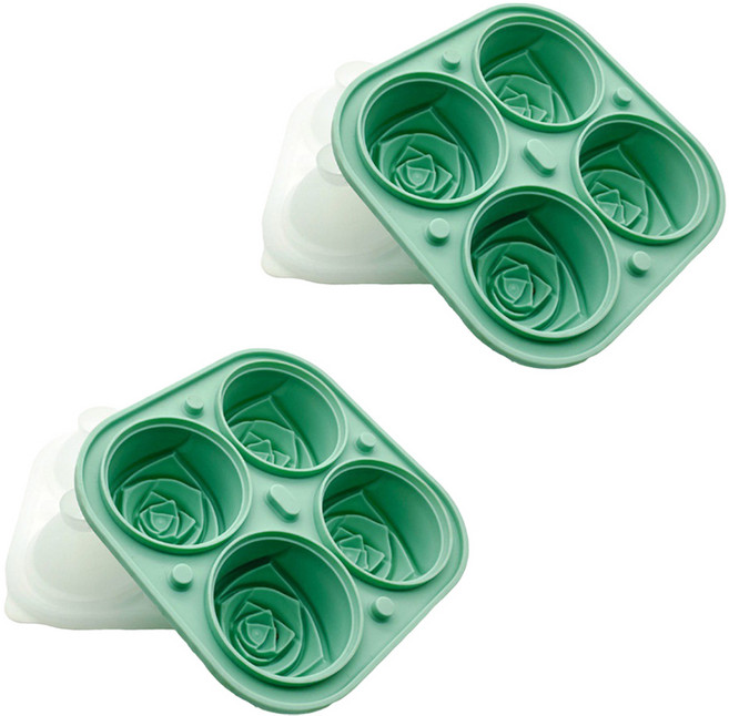 앞날창창 로즈 실리콘 아이스큐브, 그린, 2개