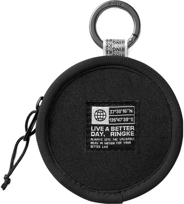 링케 탬버린 백 미니 다용도 파우치, 블랙, 1개