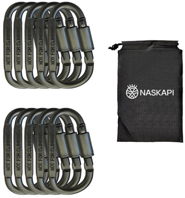 나스카피 알루미늄 카라비너, 다크그레이, 10개