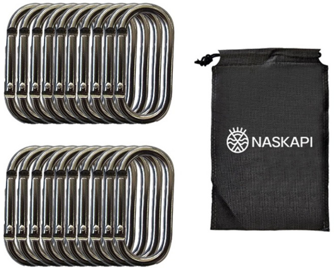 나스카피 알루미늄 카라비너, 다크그레이, 20개