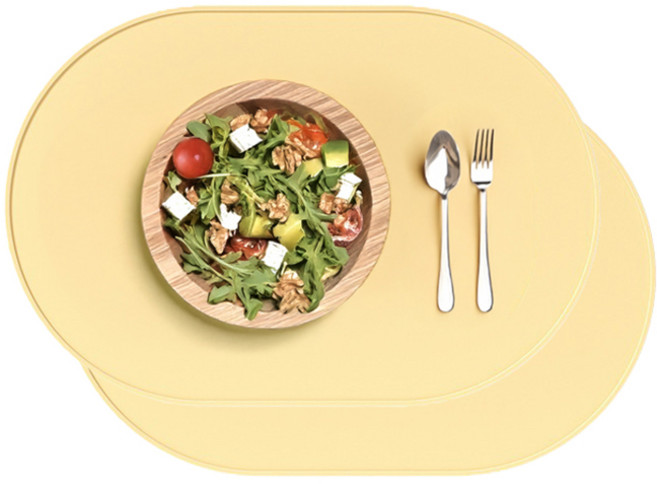 티오뜨 몽글 실리콘 식탁매트, 레몬옐로우, 39 x 26.5 cm, 2개