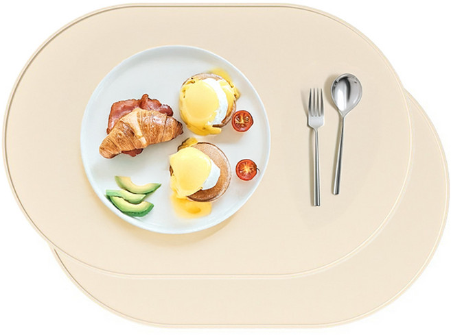 티오뜨 몽글 실리콘 식탁매트, 크림아이보리, 39 x 26.5 cm, 2개