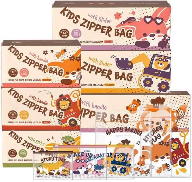케이맘 키즈 지퍼백 혼합 세트 180매, 1세트