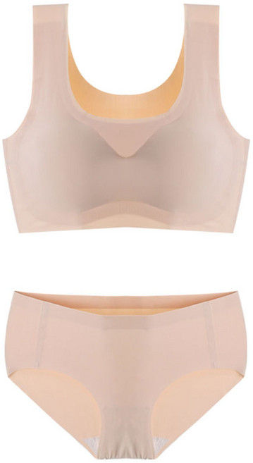 윙크핑크 편안함 노와이어 심리스 런닝 브라 + 팬티 세트 n6037