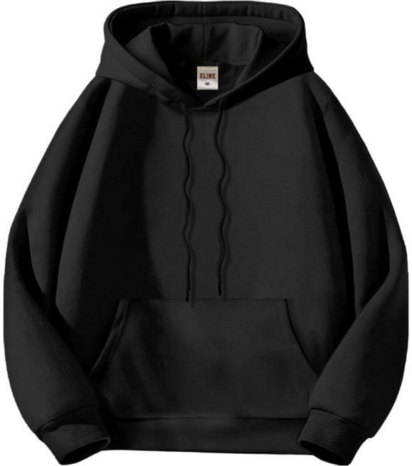 E-Line 男女通用基本款特殊雙面布素色連帽T恤