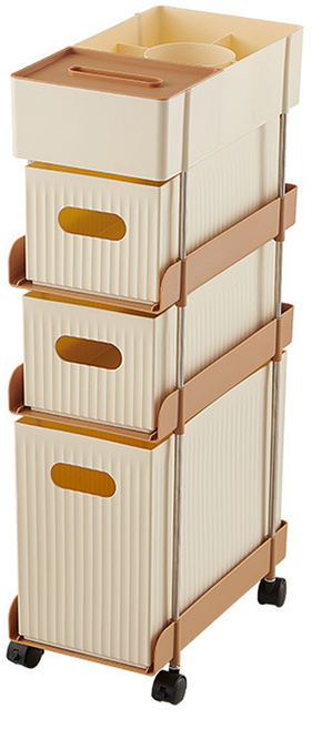 썸즈마인 모던 슬림 서랍장 4단 선반 휴지 바퀴, 혼합색상, 1개