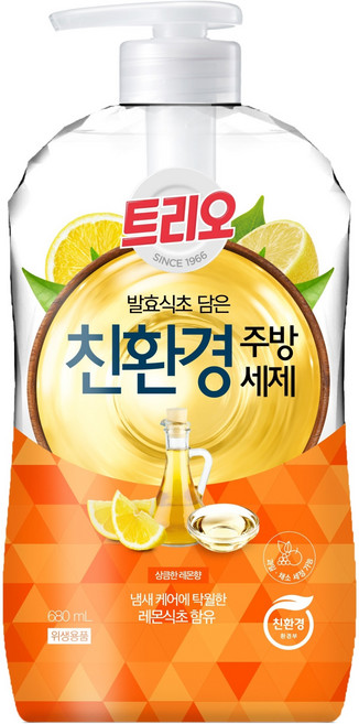 트리오 발효식초 레몬 주방세제, 680ml, 1개