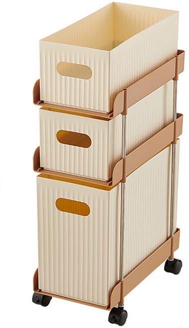 썸즈마인 모던 슬림 서랍장 3단 선반 바퀴, 혼합색상, 1개