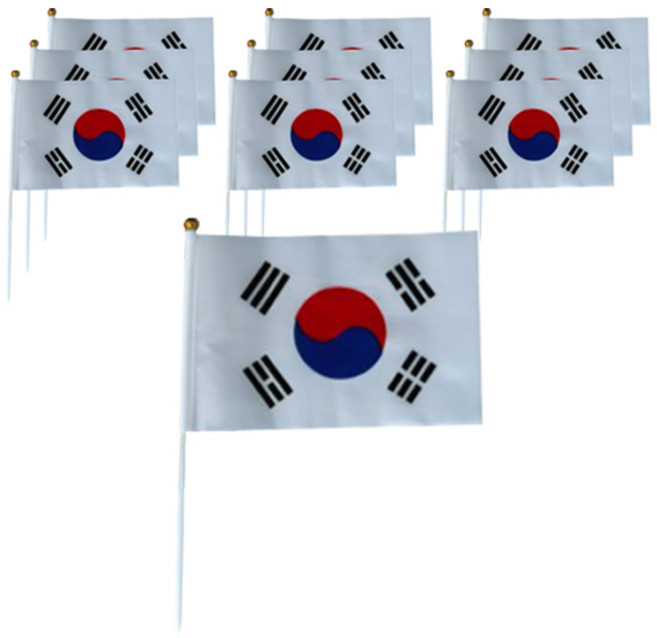 태극기 미니 천수기, 화이트, 10개