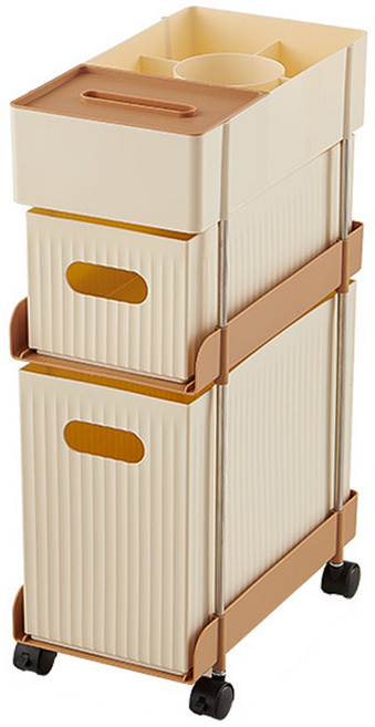 썸즈마인 모던 슬림 서랍장 3단 선반 휴지 바퀴, 혼합색상, 1개