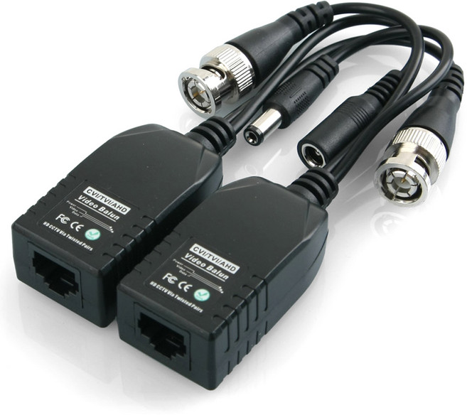 컴스 CCTV 신호연장 UTP 포트 DC 전원 BNC 리피터 Balun, 1개