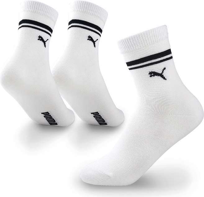 푸마 아동용 심플 컬러라인 중목 양말 솔리드 3족 세트